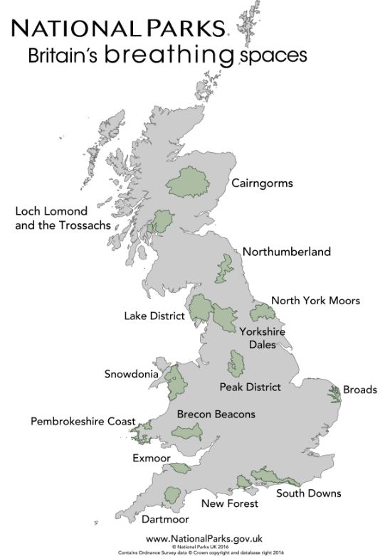 National Parks UK map