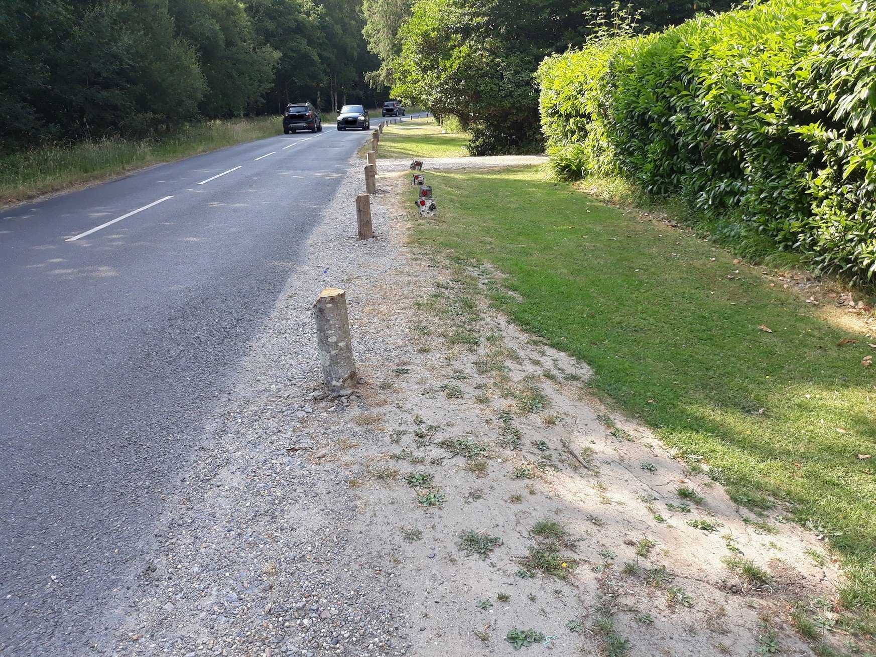 After - completed dragons teeth at encroachment at Woodlands Rd