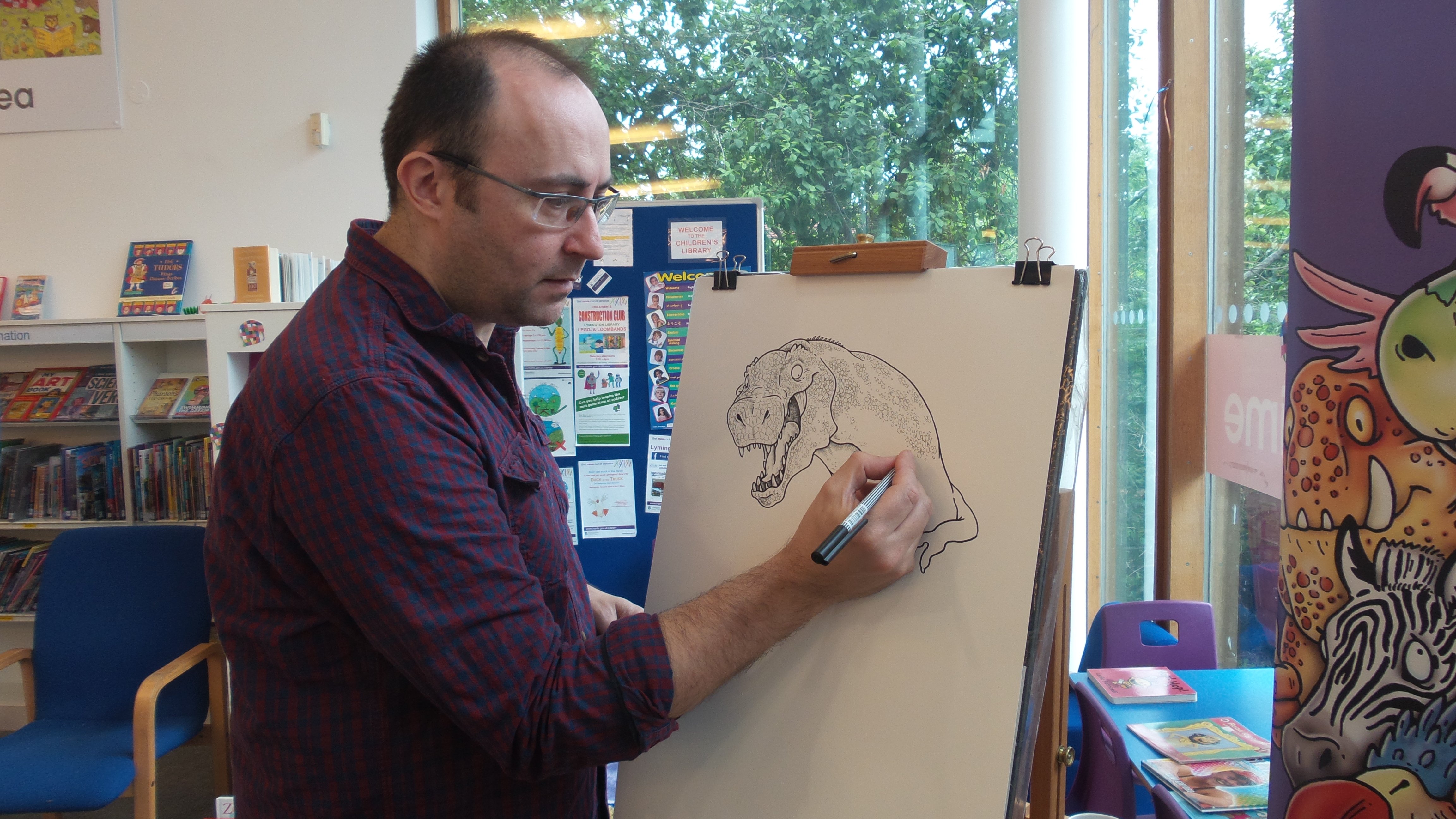 Simon Chadwick drawing at Lymington Library on Saturday 11 June