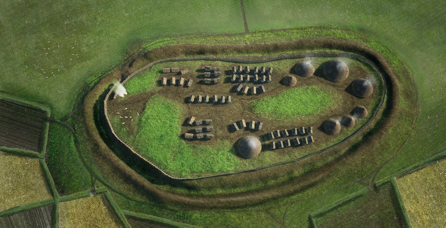 Artist's illustration of an ancient hill fort