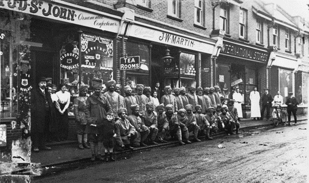 Indian soldiers outside JW Martin Chemist in Brookley Road