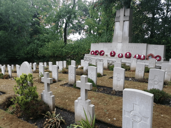 Cross headstones of two Christian Indians