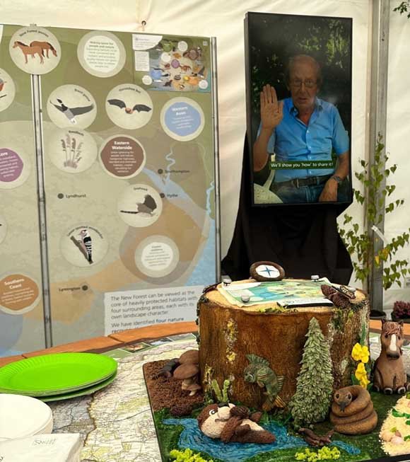 NPA stand at the New Forest Show Our Nature Story video display on the NPA stand at the New Forest show