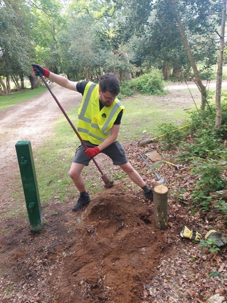 Former New Forest apprentice ranger James doing maintenance work