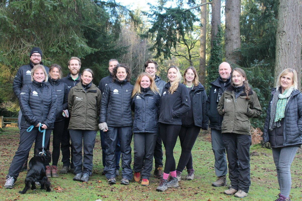 A team photo of the New Forest and South Downs NPAs rangers together at the Reptile Centre