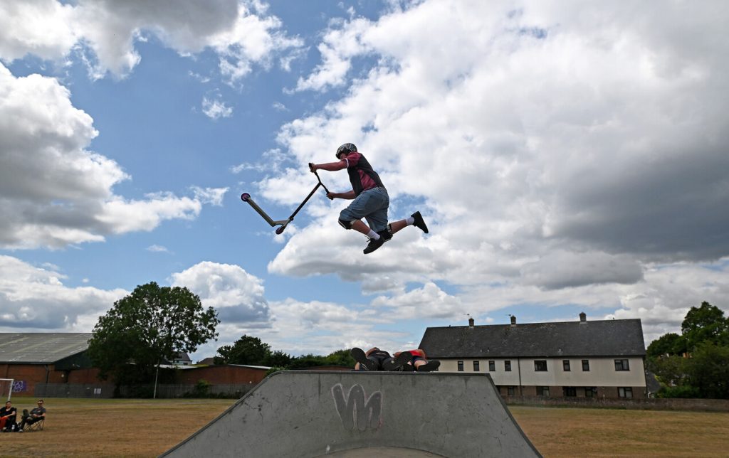 Caption: Ringwood's Youth Riders entertained visitors at New Forest Thrive with a spectacular show at Carvers Recreation Ground skatepark

Credit: New Forest National Park Authority