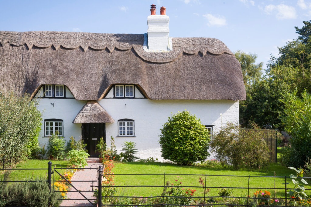 Thatched cottage on a sunny day