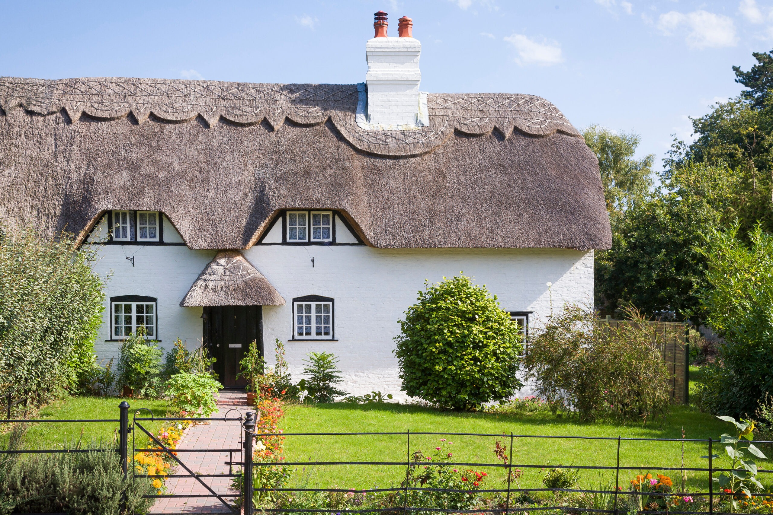 Thatched cottage on a sunny day
