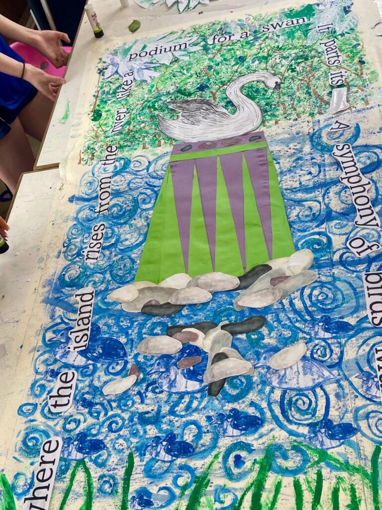 Painting collage of a river