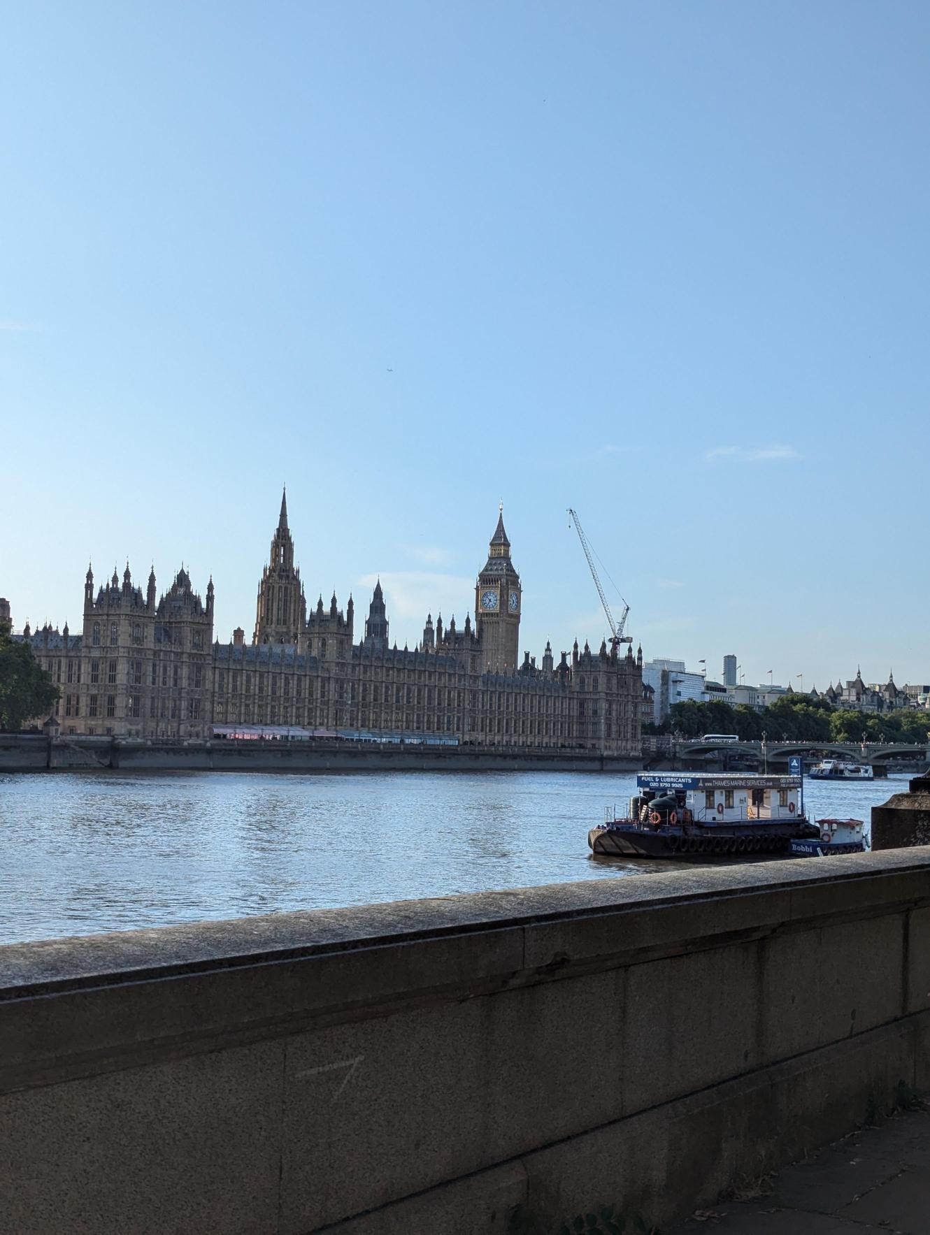 The Houses of Parliament from across the river Thames