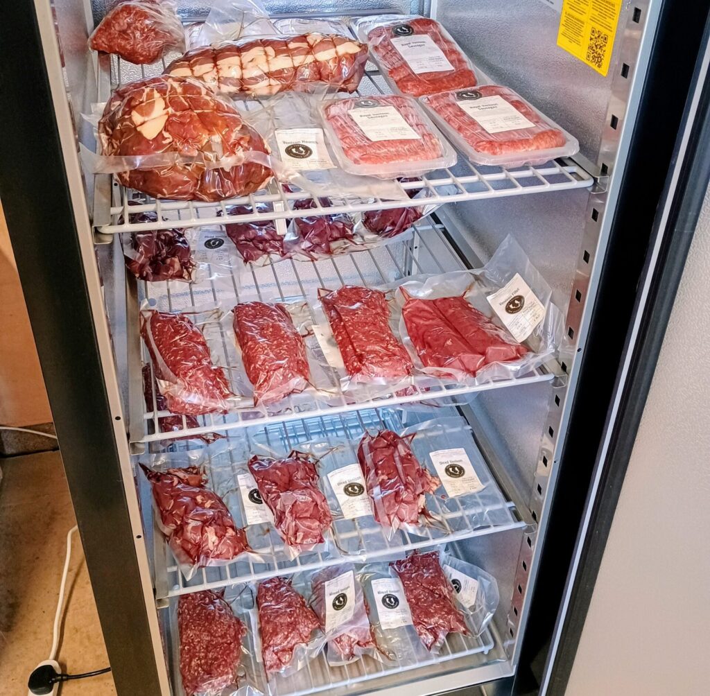 large fridge of fresh meat