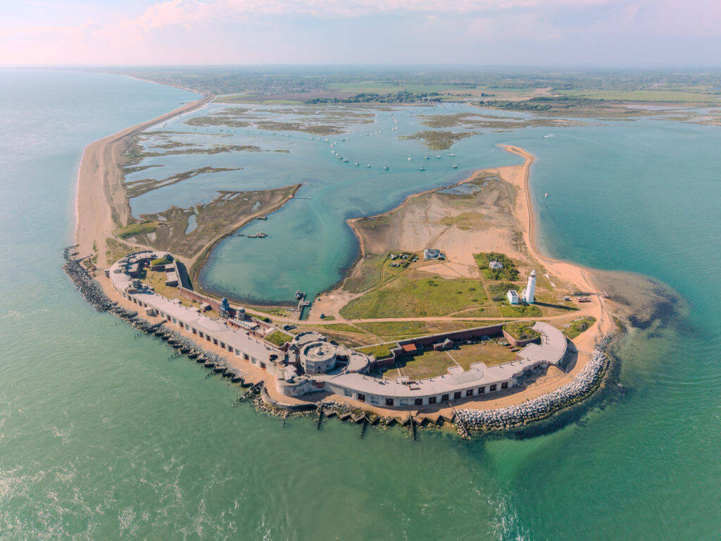Aerial view of Hurst Castle.