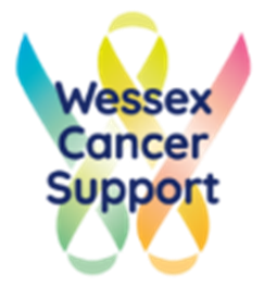 Wessex Cancer Support logo with multicolor awareness ribbons and navy text