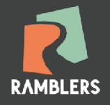 Ramblers logo with a stylized orange R on a green background and the word RAMBLERS below