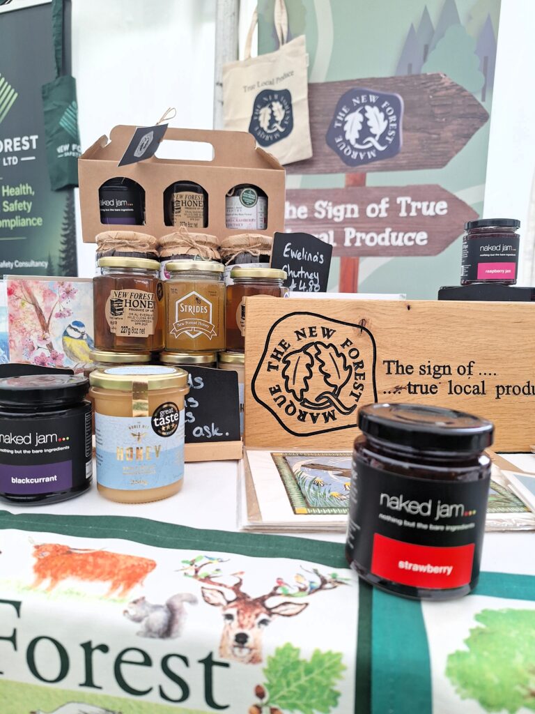 New Forest Marque produce laid out on a stall