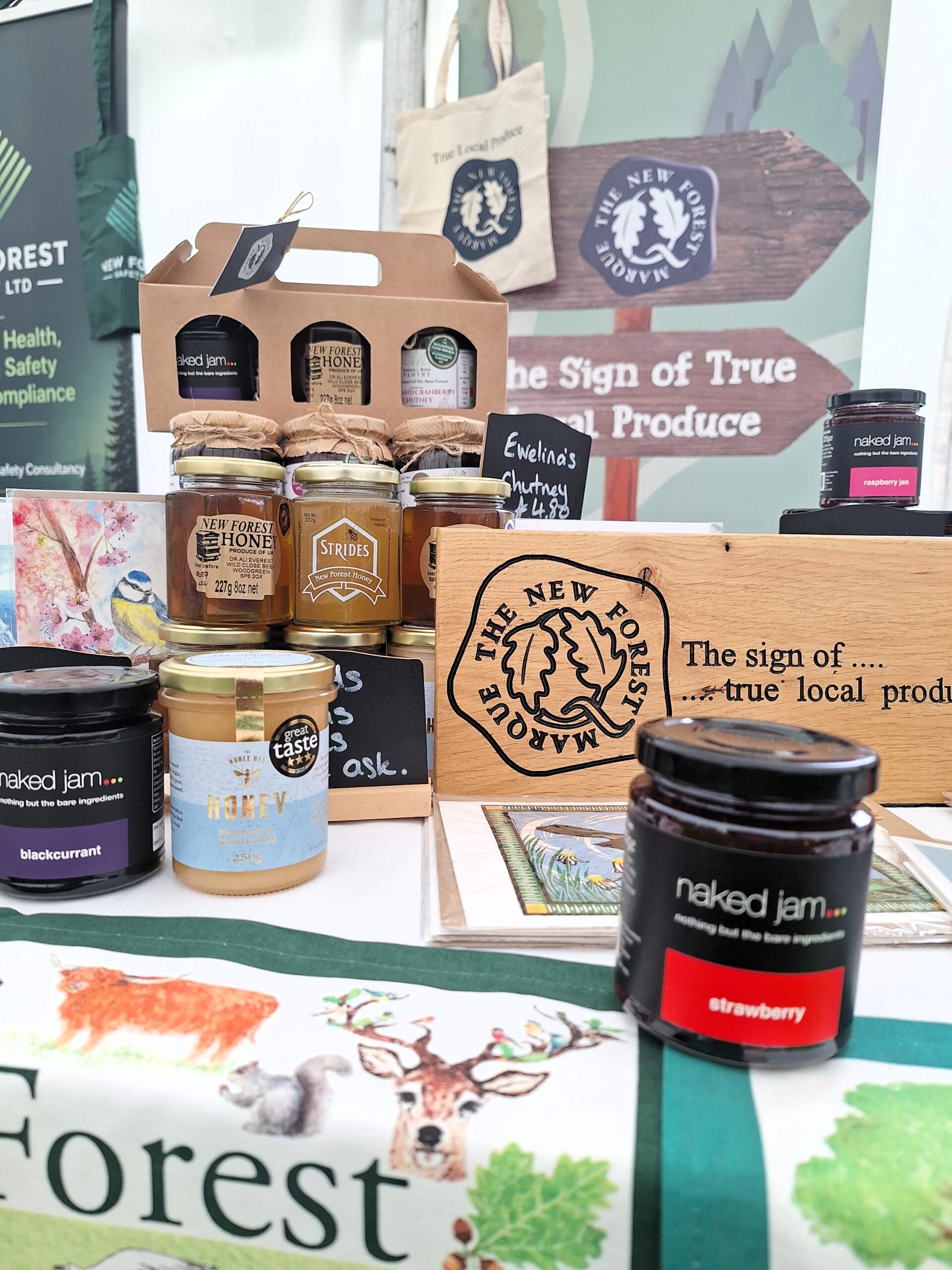 New Forest Marque produce laid out on a stall