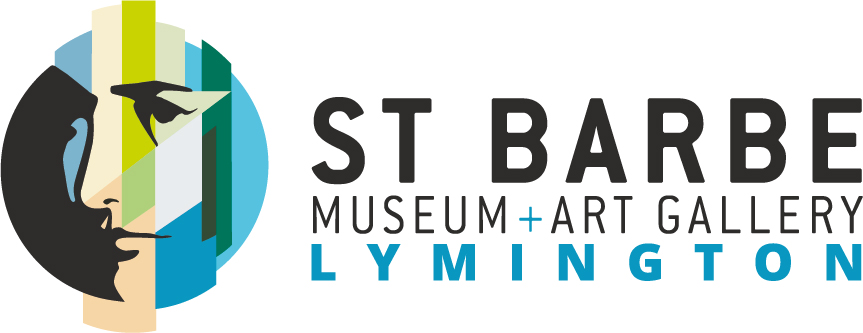 St Barbe Museum + Art Gallery Lymington logo with stylized face profile and flying bird in a circle